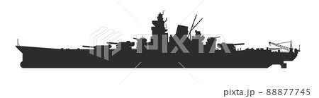 戦争で活躍する海軍の軍艦シルエット 戦争で活躍する海軍の軍艦シルエット 88877745