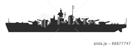 戦争で活躍する海軍の軍艦シルエット 戦争で活躍する海軍の軍艦シルエット 88877747