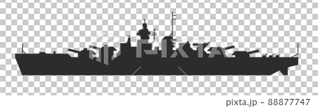 戦争で活躍する海軍の軍艦シルエット 戦争で活躍する海軍の軍艦シルエット 88877747