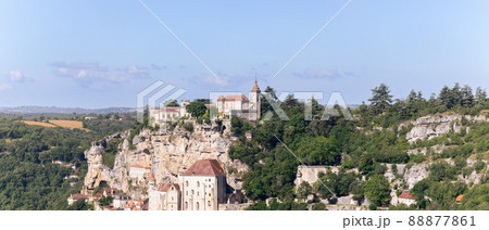 These ancient geological formations and some structures of Rocamadour village. Lot, Occitania These ancient geological formations and some structures of Rocamadour village. Lot, Occitania 88877861