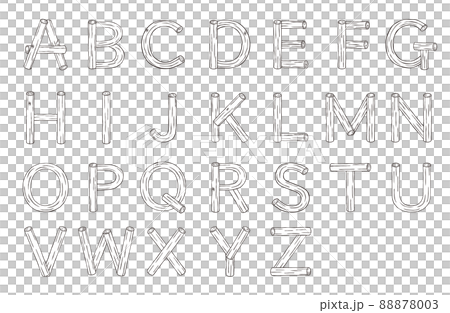 ポップな切り株文字 モノクロ  ABC 88878003