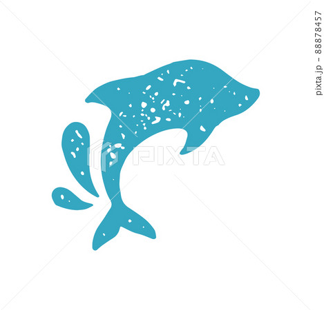 Jumping dolphin with water splash blue grunge texture vector illustration. Cute friendly fish animal Jumping dolphin with water splash blue grunge texture vector illustration. Cute friendly fish animal 88878457