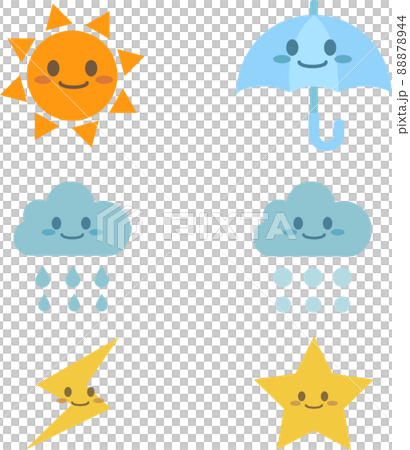 天気のポップで可愛いキャラクターイラストセット 88878944