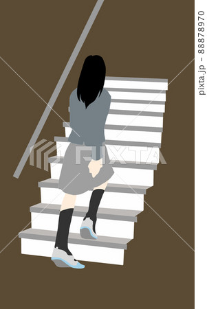 階段を上る女の子1人のイラストのイラスト素材 8770