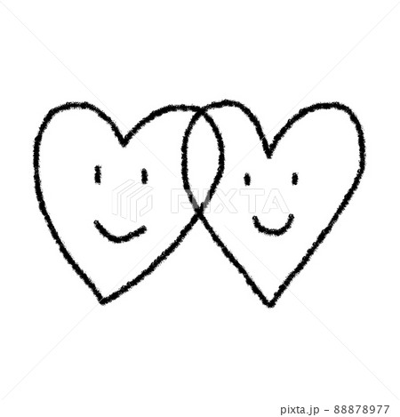 2つの手描きのハートと顔 88878977