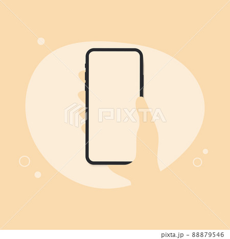 Abstract hand holding mobile phone with white empty screen. Vector illustration Abstract hand holding mobile phone with white empty screen. Vector illustration 88879546