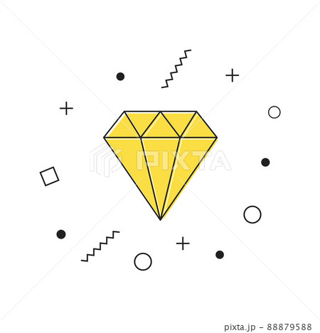 Yellow diamond icon with geometric shapes on white background. Gem jewel logo symbol sign. Vector Yellow diamond icon with geometric shapes on white background. Gem jewel logo symbol sign. Vector 88879588