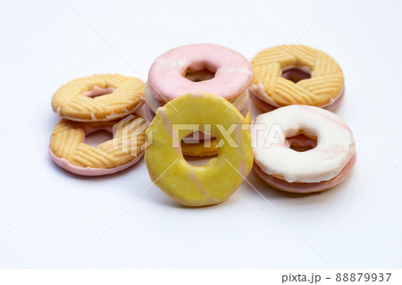 Cookie shapes donut on white background. 88879937