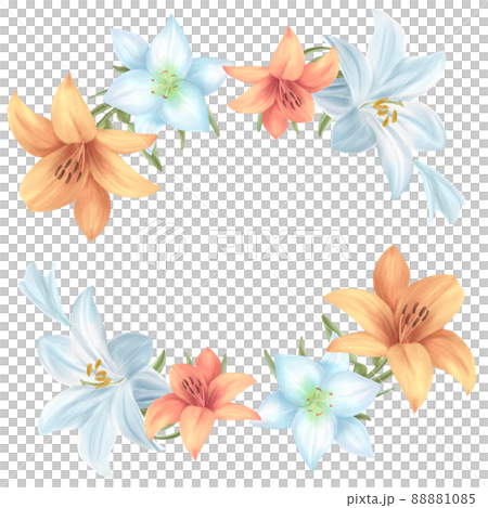 ユリの花 水彩フレーム背景のイラスト素材 [88881085] - PIXTA