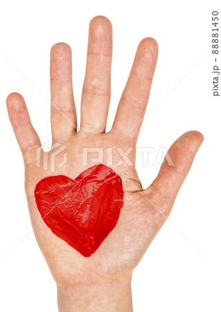 Hand with painted red heart 88881450