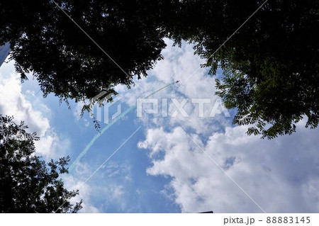 夏の青空と飛行機とカラースモーク 夏の青空と飛行機とカラースモーク 88883145