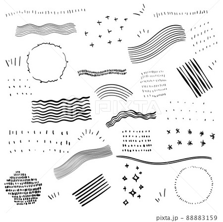 Abstract, ribbons, pattern and other elements in hand drawn styles for concept designs. Doodle illustration. Vector template for decoration. Line set Abstract, ribbons, pattern and other elements in hand drawn styles for concept designs. Doodle illustration. Vector template for decoration. Line set 88883159