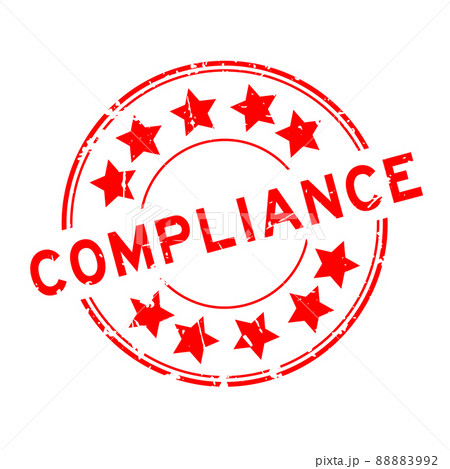 Grunge red compliance word with star icon round rubber seal stamp on white background Grunge red compliance word with star icon round rubber seal stamp on white background 88883992