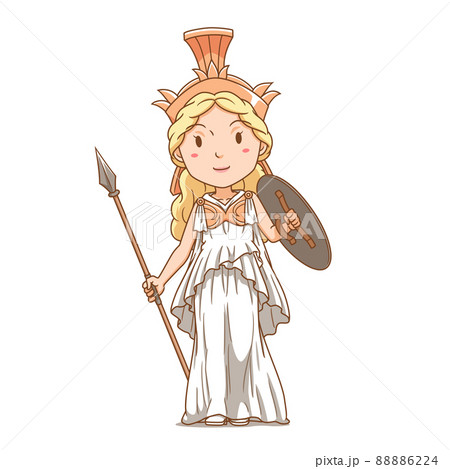 Cartoon character of Athena goddess. 88886224