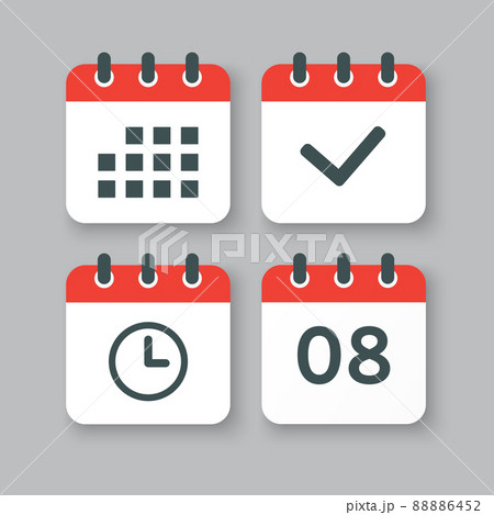 Icons calendar number 8, agenda app, timer, done Icons calendar number 8, agenda app, timer, done 88886452