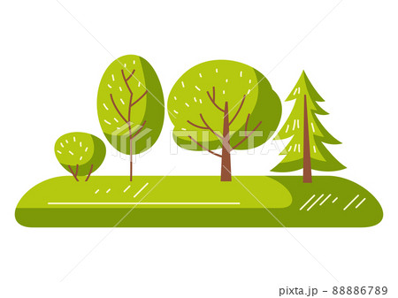 Spring or summer background with stylized trees. Spring or summer background with stylized trees. 88886789