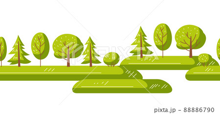 Spring or summer seamless pattern with stylized trees. Spring or summer seamless pattern with stylized trees. 88886790