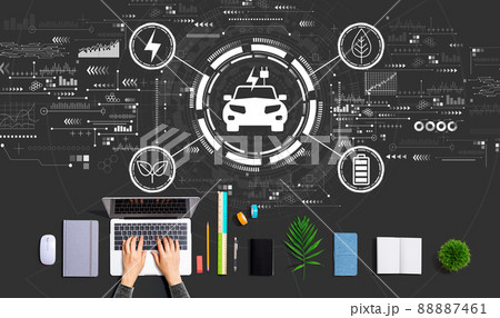 EV concept with person using a laptop 88887461