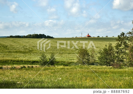 Agircutural landscape with clouds 88887692