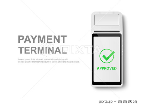 Vector Realistic 3d White Touch Mobile Payment Machine. POS Terminal Closeup Isolated on White. Design Template of Bank Payment Wireless Contactless Terminal, Mockup. Payments device. Top View 88888058
