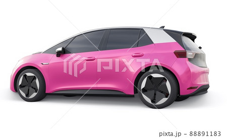 New generation dark pink electric city hatchback car with extended range. 3d illustration. 88891183