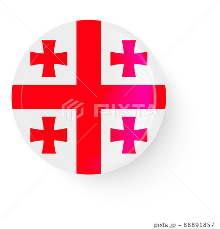 Round flag of Georgia. Pin button. Pin brooch icon, sticker. Web button. 88891857