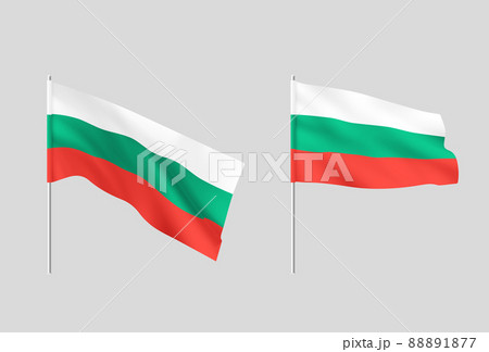Flags Bulgarian. Set of national realistic flags Bulgaria. 88891877