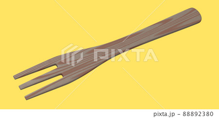 Wooden spoon or kitchen utensils on yellow background. 88892380