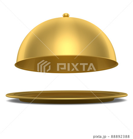 Gold Tray With Cloche Ready To Serve Isolated のイラスト素材