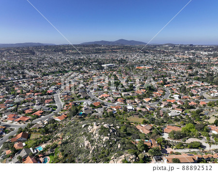 Aerial view of villas in San Diego, South California, USA 88892512