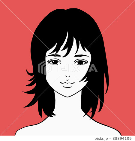 モノクロ赤バックの女性 モノクロ赤バックの女性 88894109