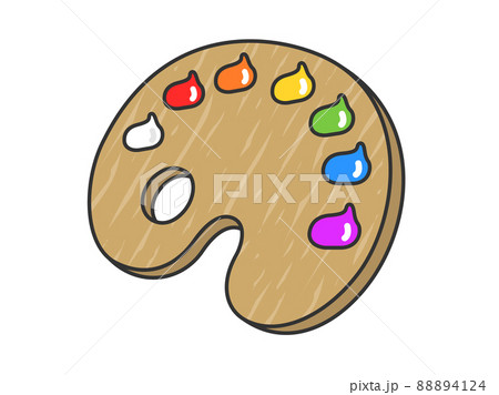 絵の具を出した 木製のパレットのイラストのイラスト素材 4124