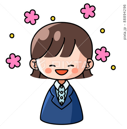 満面の笑みを浮かべるスーツ姿の女性のイラストのイラスト素材 4296