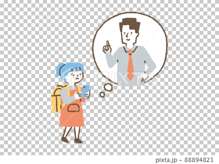 先生に相談する女子小学生_色 88894821