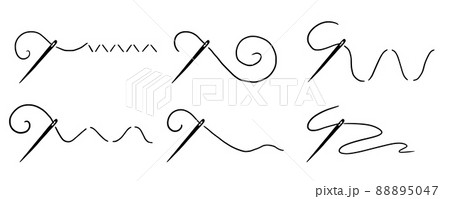 Tailor needle with thread. Needle illustration 88895047