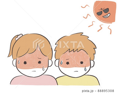 暑さでのぼせる子供(男の子と女の子) 暑さでのぼせる子供(男の子と女の子) 88895308