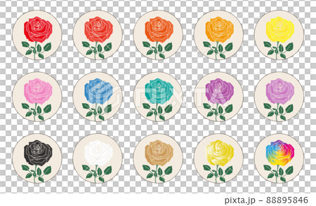 カラフルな薔薇の花セット 15色 カラフルな薔薇の花セット 15色 88895846
