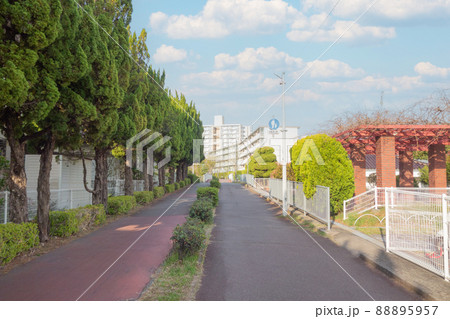 団地にある遊歩道、自転車道 88895957