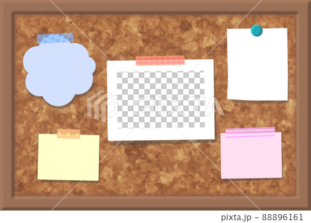 フォトとカラフルなメモ コルクボード背景のイラスト素材 6161