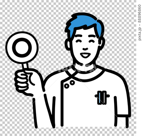 A young male nurse in a lab coat thinking with a Maru tag A young male nurse in a lab coat thinking with a Maru tag 88896860