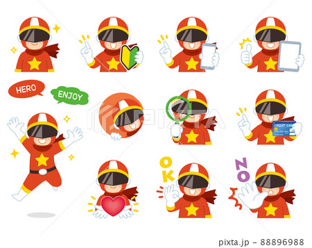 戦隊ヒーロー　レッド　バリエーション　初心者マーク　スマートフォン　タブレット　虫眼鏡 88896988