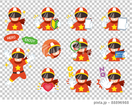 戦隊ヒーロー　レッド　バリエーション　初心者マーク　スマートフォン　タブレット　虫眼鏡 88896988