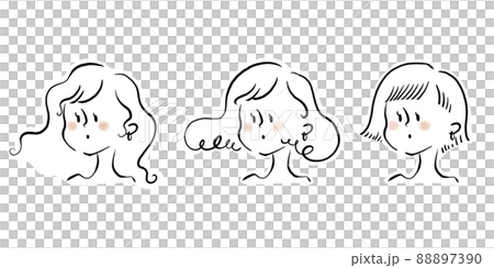 女性の顔アイコン 手描きイラスト素材 セット 女性の顔アイコン 手描きイラスト素材 セット 88897390