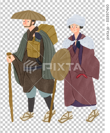 昔の旅人 手描きイラスト 昔の旅人 手描きイラスト 88897460