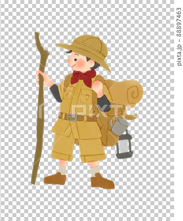 Boy's adventure hand-drawn illustration 88897463