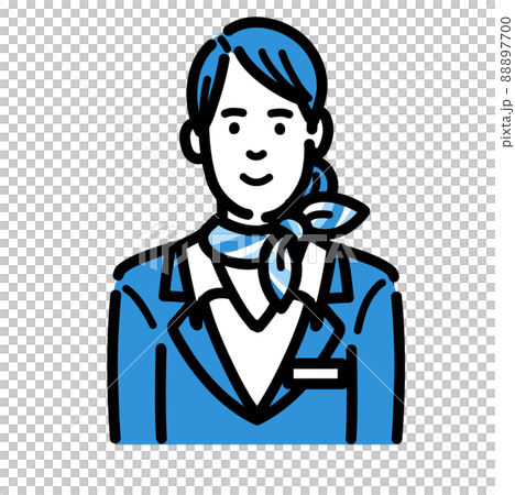 A young woman with a smiling flight attendant 88897700