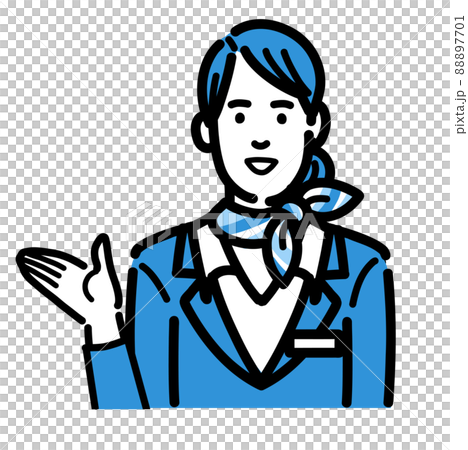 A young woman of a flight attendant explaining with a smile A young woman of a flight attendant explaining with a smile 88897701