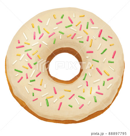 ドーナツ ホワイトチョコスプレーのイラスト素材 7795