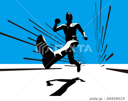 疾走する男性のシルエット　ベクターイラストレーション 88898029