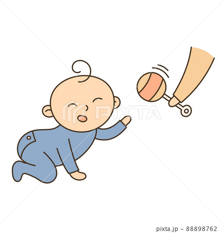 Baby Crawling. Hand Drawn Kid and Family doodle icon Baby Crawling. Hand Drawn Kid and Family doodle icon 88898762